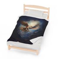 Moonlight Flight Owl Print Blanket - A flying owl against a moonlit sky, owl blanket, owl gift, thro
