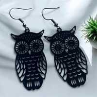 Bird Earrings, owl earrings, owl gifts, black owls, everyday earrings, gifts for her, no plastic pac
