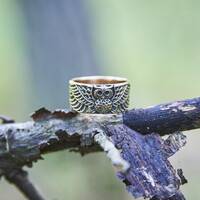 Handmade Owl Ring: Gothic Bronze Statement Jewelry