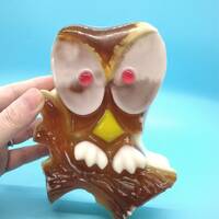 Lucite, Owl, Big Eyed Owl, Owl On Branch, Abstract Owl, Owl Wall Pocket, Ready To Hang, Kitschy Wall