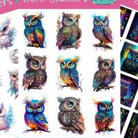 Amazing Owl Stickers that can be used for scrapbooking, crafting, junk journals, daily planners, dec