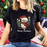 Owl Christmas Tree Shirt, Merry Christmas Santa Claus Owl Shirt, Owl Lover Shirt, Christmas Pajamas 