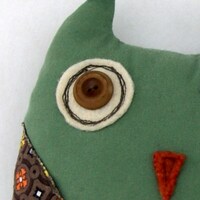 OOAK handmade Softie Plush Owl, repurposed fabric, upcycled fabric, Owls