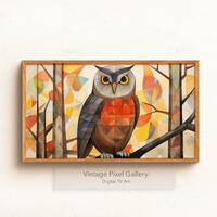 Owl Digital Print for Samsung Frame TV Spooky Season digital art instant download Halloween decor in