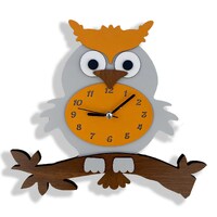 Owl Pendulum Wall Clock, Bird Wall Clock, Unique Wall Clock, Gift For Bird Lovers Gift For Kids, Woo