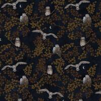 Timeless Treasures Nightfall Night Owl Digital Night (Navy) Cotton Fabric by the Yard or Select Leng