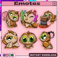 Cute gold Owl emotes for Twitch, Kick, Discord, and YouTube