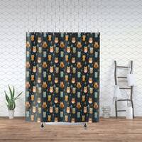 Colorful Owls Shower Curtain, Many Owls In the Forests Design, Birds Bath Decor with Dark Background