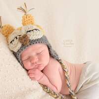 Newborn Sleepy Owl Hat: Crochet Baby Costume, Photo Prop