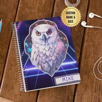Custom Holographic Owl Notebook - Holographic gift - Personalized Holographic Journal