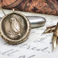 Owl Pendant - Owl Wax Seal Necklace - Wisdom, Mystery, Vigilance and Protection - Personal Talisman