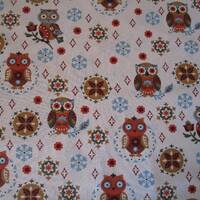 Free Shipping: Rustic Folklore Owl Cotton Quilt Fabric BTY/Bird Fabric/Craft Supply