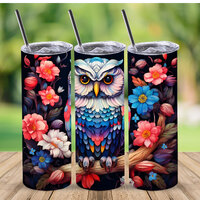 3D Owl With Flowers Tumbler Wrap,20 oz Straight Skinny Tumbler Sublimation Design,Digital Download, 