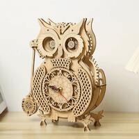 3D Holz Puzzle mechanische Eulenuhr | Wooden Owl Clock | Pendel Eulen Uhr Holz Bausatz für Kind