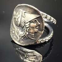 Athena Silver Coin Ring: Handcrafted Sterling Owl, Greek Mythology Jewelry