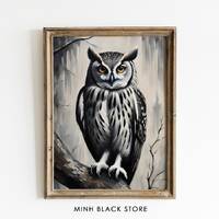 Owl Painting, Owl Art Print, Oil Painting Print, Vintage Wall Art, Moody Wall Art, Bird Printable Ar