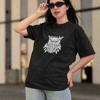 Night owl, black t shirt, cotton unisex Tshirt, animal lovers, night person, gift, pet shirt