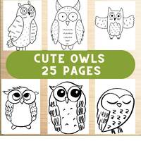 Cute owl coloring pages, adorable owl drawings to color, printable owl coloring , sweet owl illustra