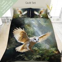 Flying Barn Owl Bedding Set, Duvet Set, Comforter Set Or Quilt Set, Owl Decor, Gift for Owl Lovers, 