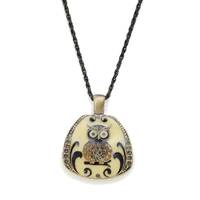 Inlaid Owl Magnifying Glass Pendant Necklace, Gift for Parents, Gift for Readers, Gift for Grandpare