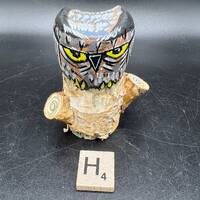 Hand Carved Owl Sculpture: OOAK Angry Bird Wood Figure, Artist Signed