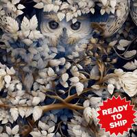 Owl Fabric, Hidden Owl, Hiding Owl, White Owl, Cotton by the yard, Owl print,