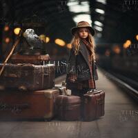 Magical Wizard Train Station, Owl, Train, Platform, Photoshop Composite, Creative composite imagery,