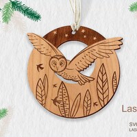 Owl ornament laser cut file, ornament DIGITAL DOWNLOAD FILE
