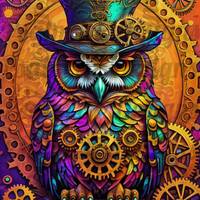 Steam Punk Owl Graphic Jpeg Pdf Png Sublimation shirts tote towels Wall Decor Canvas invites Gifts H