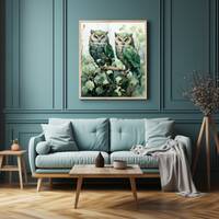Sage Green Owl Print: Botanical Watercolor Wall Art (Digital Download)