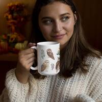 Owl Mug, Nature Lover Gift, Cottagecore Coffee Mug, Bird Lovers Mug 15oz