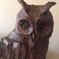 Hand Carved 21 Inch Owl Custom Sculpture by Wildlife Artist Lowell Mosley Owl Collector Great Horned