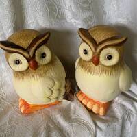 hand painted ceramic owls