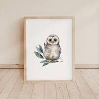 Woodland Owl Art Print, Whimsical Nursery Decor (Digital Download)