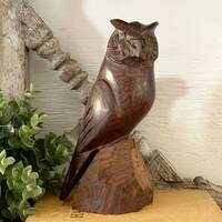 Vintage Wooden Owl Solid Wood Fall Halloween Farmhouse Country Living Decor Creepy Harvest Spooky Au