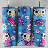Owl tumbler design, 20 oz skinny tumbler design, sublimation image, tumbler wrap, Owl cup, Owl subli