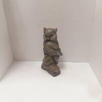 Large Ceramic Owl Figurine on Branch: Fall Farmhouse Decor