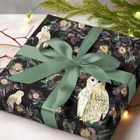 Owl Watercolor Wrapping Paper | Boho Goth Witchy Whimsigoth Christmas Winter Holiday Present Gift Wr