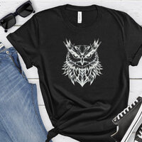 White owl sketch t-shirt Owl line art graphic tee Minimalist owl design tee Owl outline print t-shir