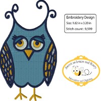 Embroidery file Owl Sleepy 3in  and 4inch