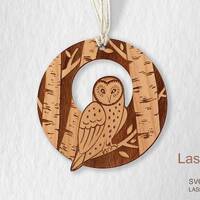 Owl ornament laser cut file, ornament DIGITAL DOWNLOAD FILE