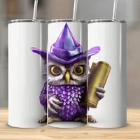 Purple Wise Owl, 20oz Sublimation Tumbler Design, 9.2x8.3 inch Straight and Tapered Skinny Tumbler W