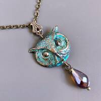 Owl Necklace - Patina Necklace - Owl Jewelry, Bird Necklace, Bird Jewelry, Nature Jewelry, Nature Gi