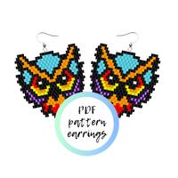 Owl beaded earrings PDF PATTERN brick stitch