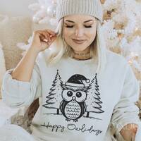 Happy Owlidays Svg, Christmas Owl Svg, Owl Holiday Png, Winter Owl Svg, Owl Christmas Card Clipart, 