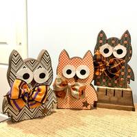 Halloween decor. Colorful wood owls. Halloween owl. Fall wooden decor. Cute Owl decor. Modern Prims.