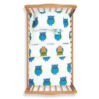 Sleep Baby Crib Bedding Set | Owl Pattern Hand Block Print Soft Cotton Comfort With Duvet Cover | Ch