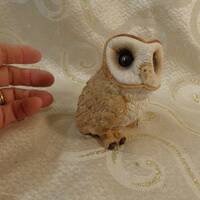 ASHY FACED OWL Figurine - Resin - 3 3/4"H x 3 3/4"W x 3"D - Natural Looking Eyes - Ha