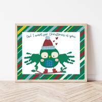 Christmas Owls Handprint Craft, Funny Christmas Card from Kids, Christmas Handprint, Winter Preschoo