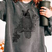 Bubo Bubo Owl Lover Comfort Colors Sweatshirt, Gift for Bird Watcher, Aesthetic Bird Shirt, Cozy Nat